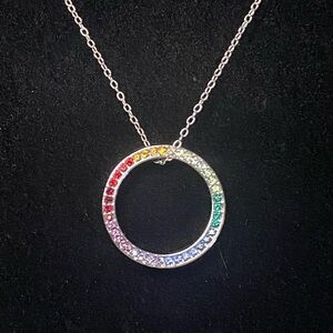 New Origami Owl Rainbow Crystal Ring‎ Pendant & Optima UK Sterling Silver Chain